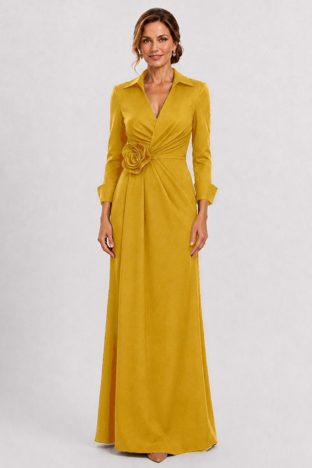 Sheath-Column Floor Length Stretch Satin Mother of the Bride Dress CM0515