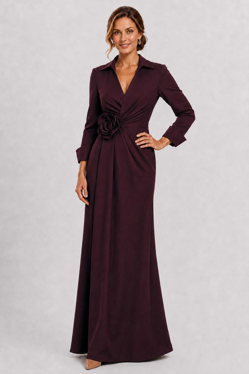 Sheath-Column Floor Length Stretch Satin Mother of the Bride Dress CM0515