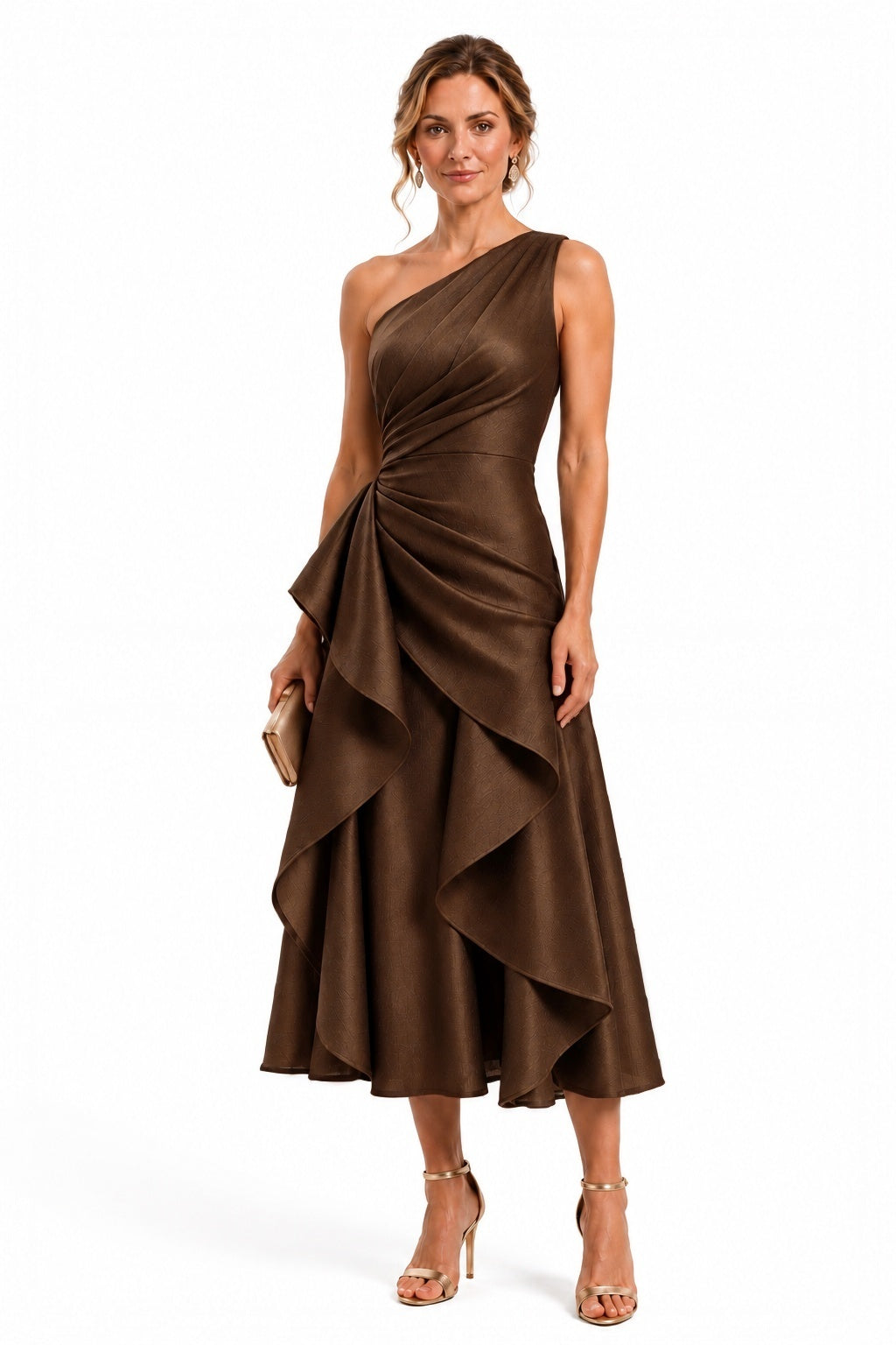 A-Line Tea Length Polyester Mother of the Bride Dress CM0517