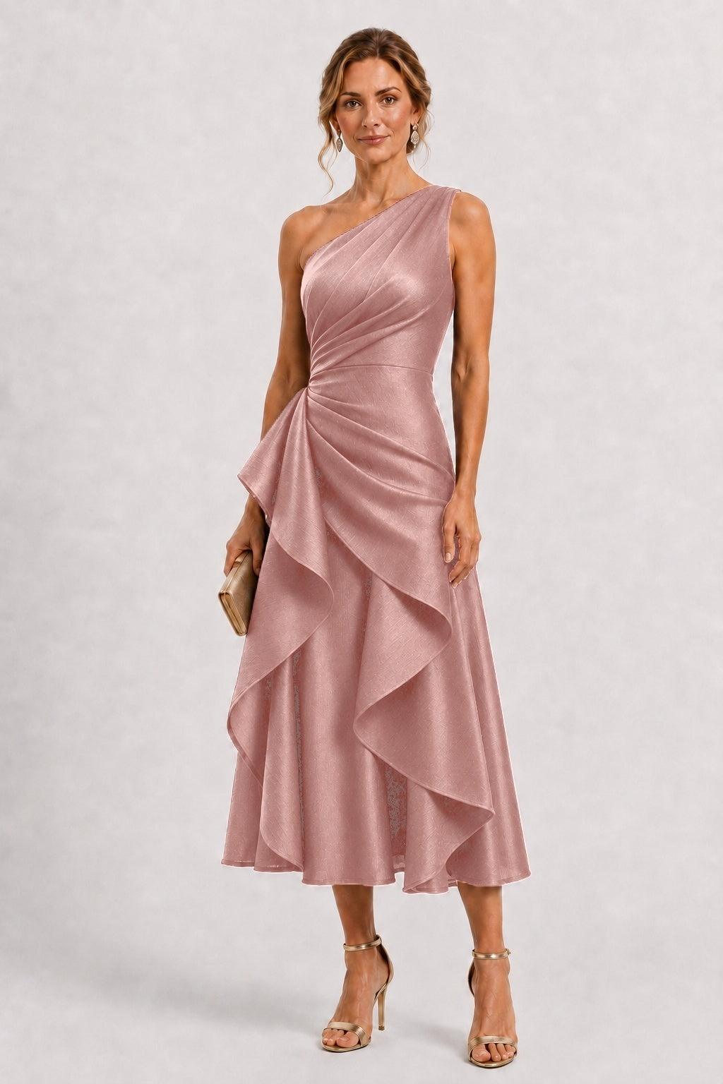 A-Line Tea Length Polyester Mother of the Bride Dress CM0517