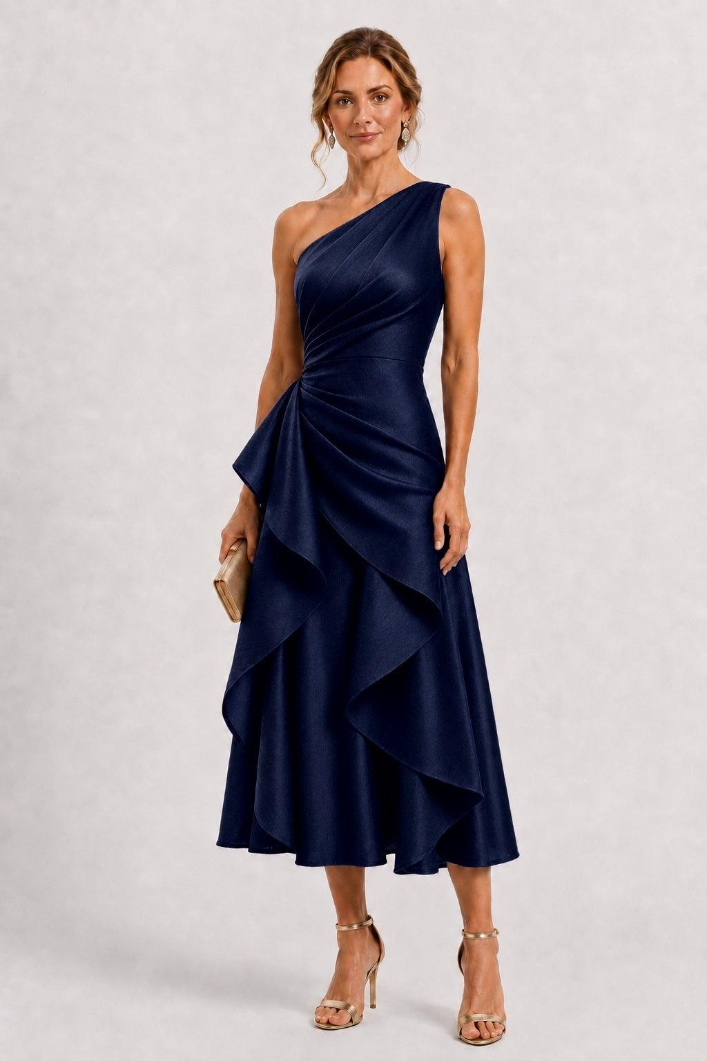 A-Line Tea Length Polyester Mother of the Bride Dress CM0517