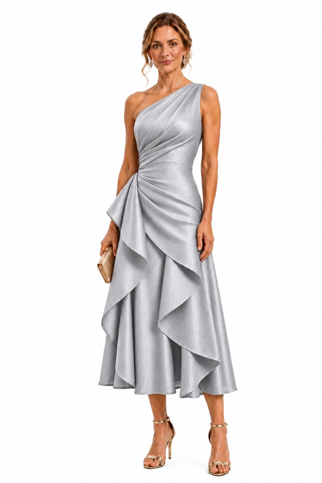 A-Line Tea Length Polyester Mother of the Bride Dress CM0517