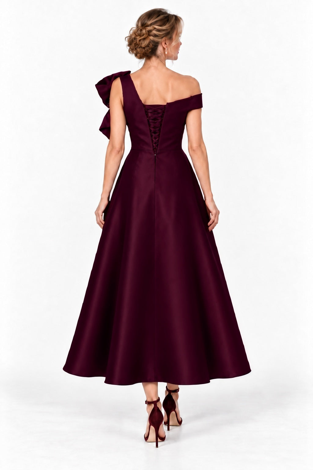 A-Line Tea Length Satin Mother of the Bride Dress CM0519