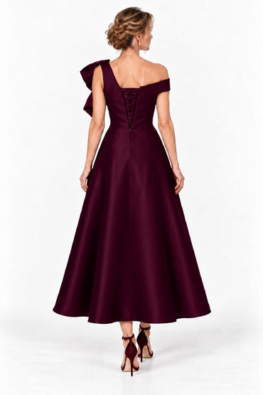 A-Line Tea Length Satin Mother of the Bride Dress CM0519