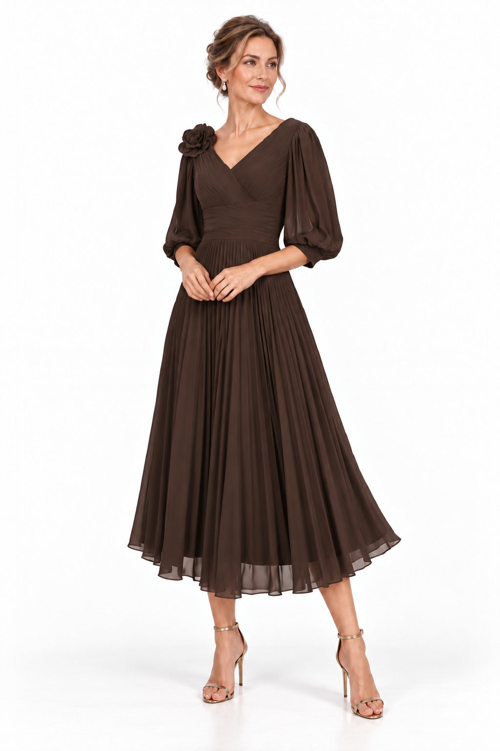 A-Line Tea Length Chiffon Mother of the Bride Dress CM0520