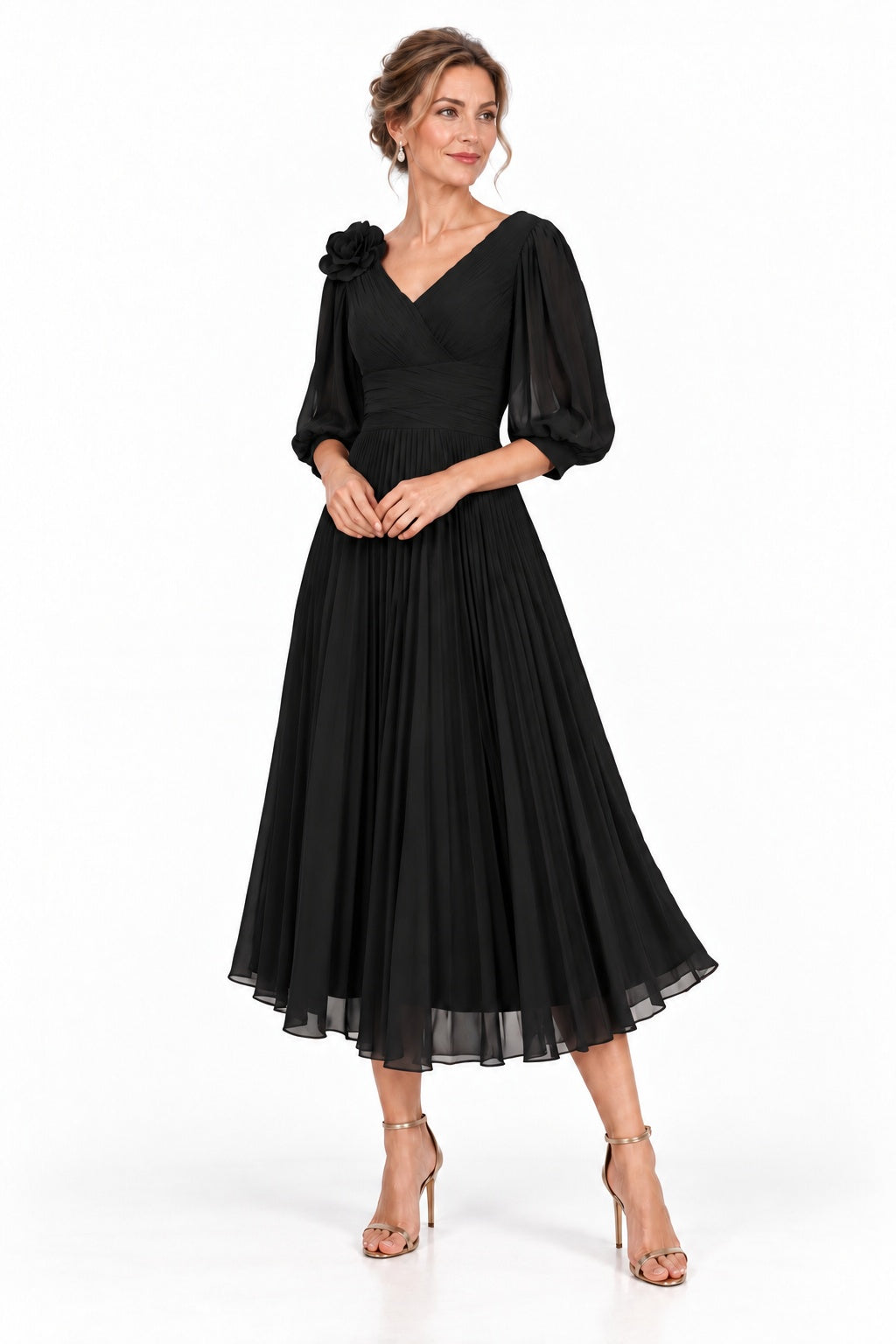A-Line Tea Length Chiffon Mother of the Bride Dress CM0520