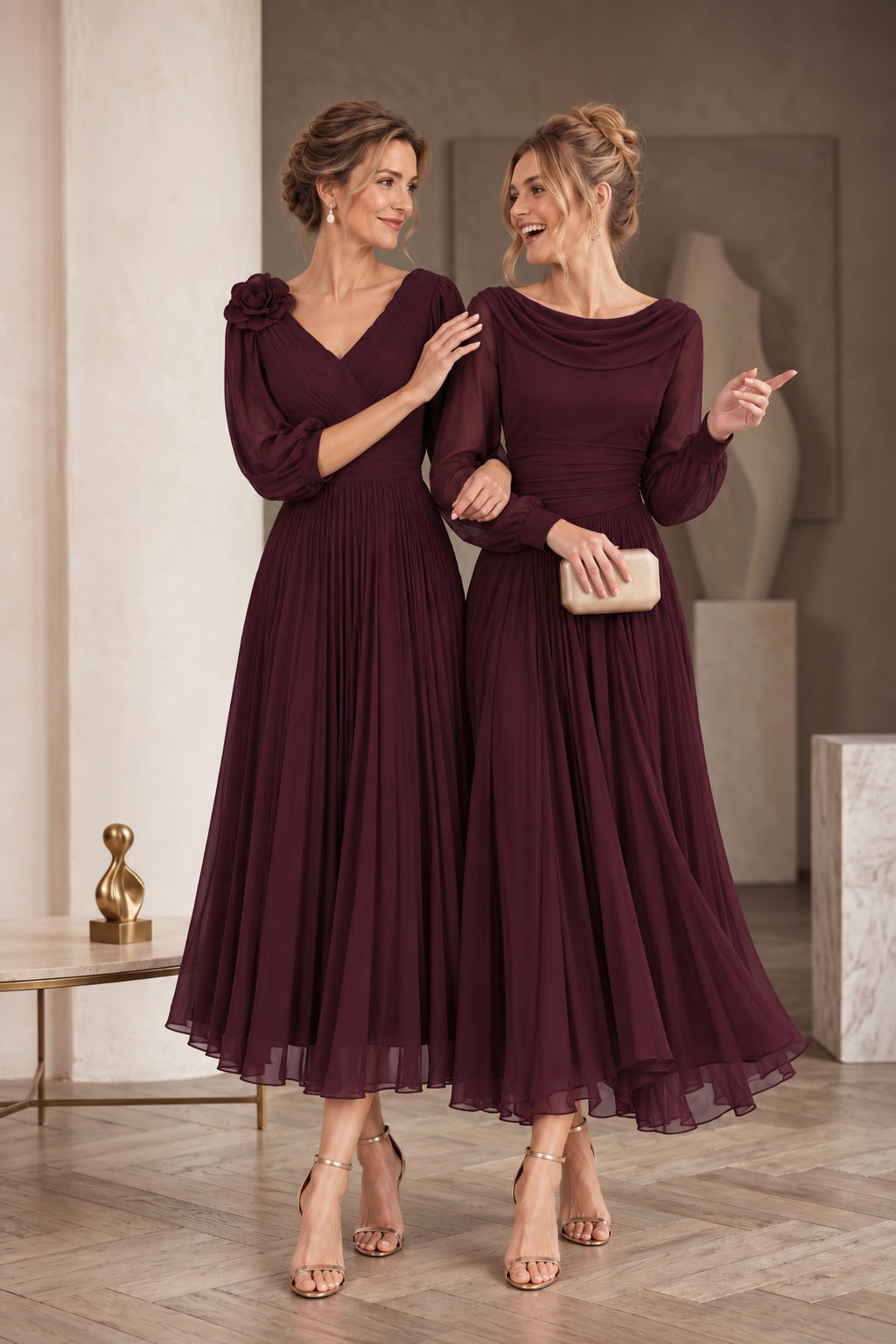 A-Line Tea Length Chiffon Mother of the Bride Dress CM0520
