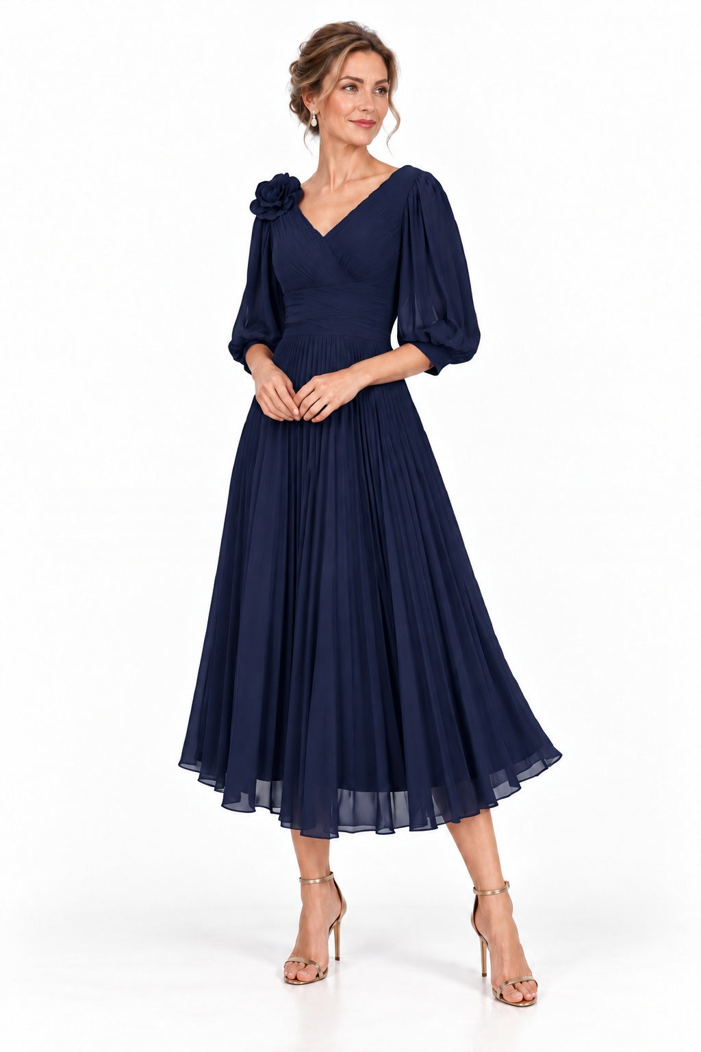 A-Line Tea Length Chiffon Mother of the Bride Dress CM0520