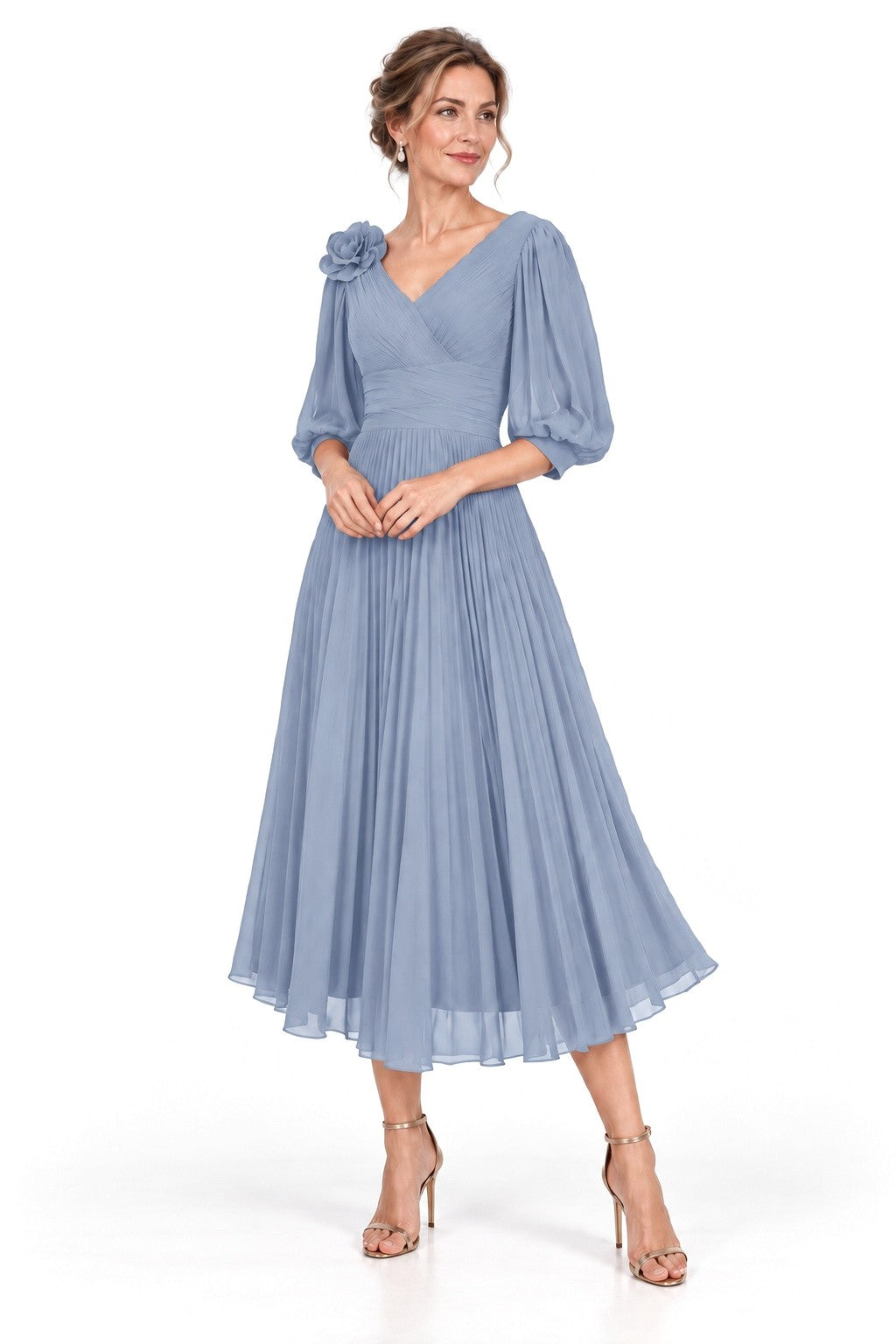 A-Line Tea Length Chiffon Mother of the Bride Dress CM0520