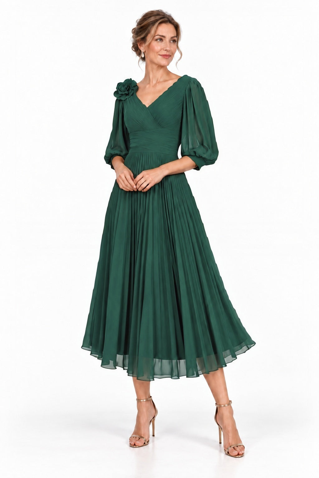 A-Line Tea Length Chiffon Mother of the Bride Dress CM0520