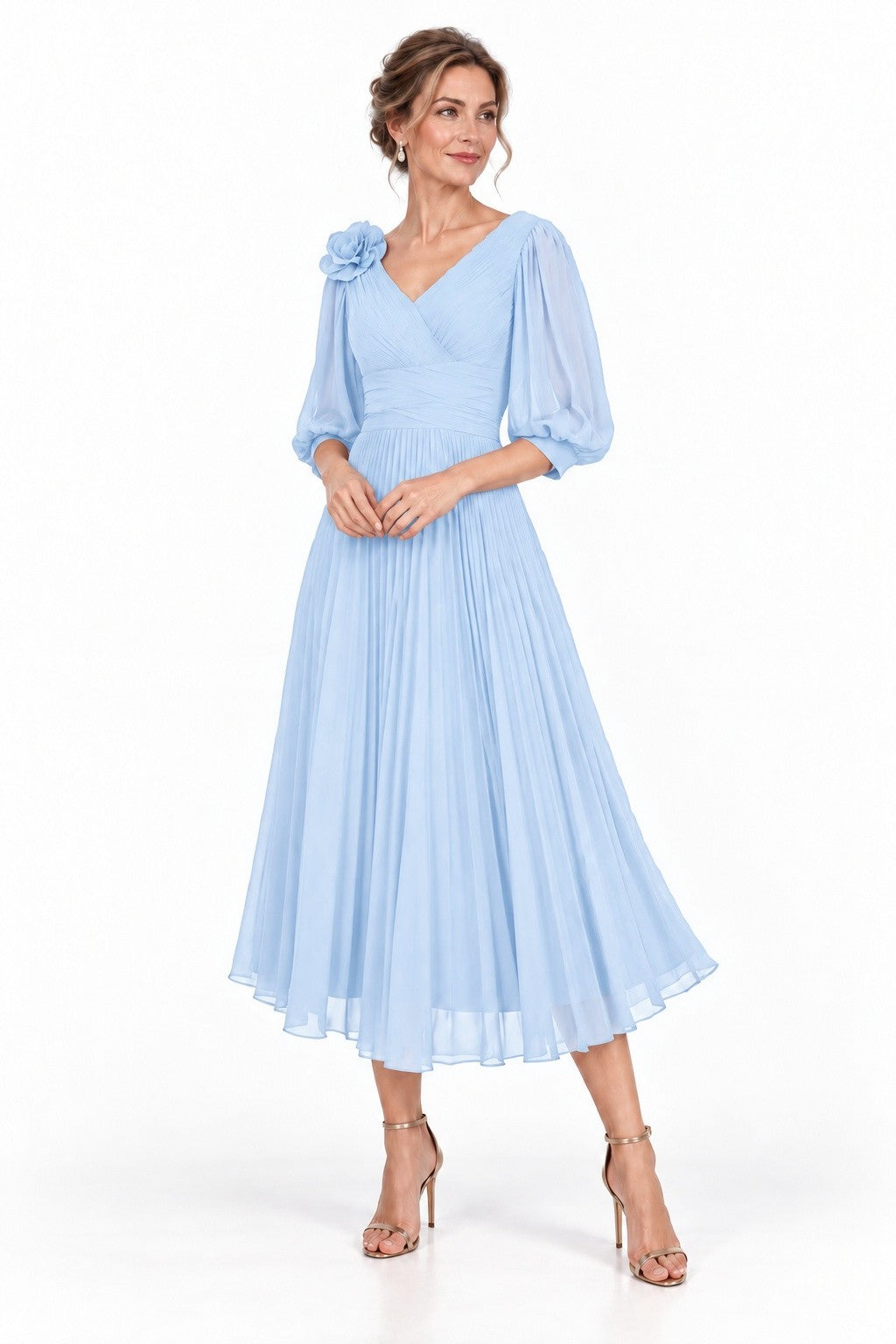 A-Line Tea Length Chiffon Mother of the Bride Dress CM0520