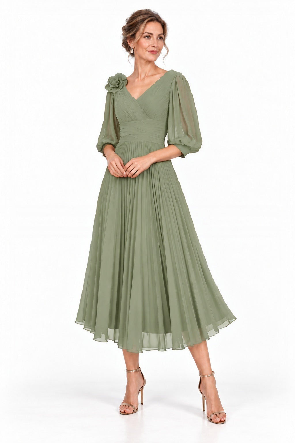 A-Line Tea Length Chiffon Mother of the Bride Dress CM0520