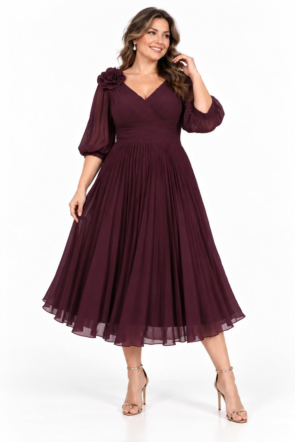 A-Line Tea Length Chiffon Mother of the Bride Dress CM0520