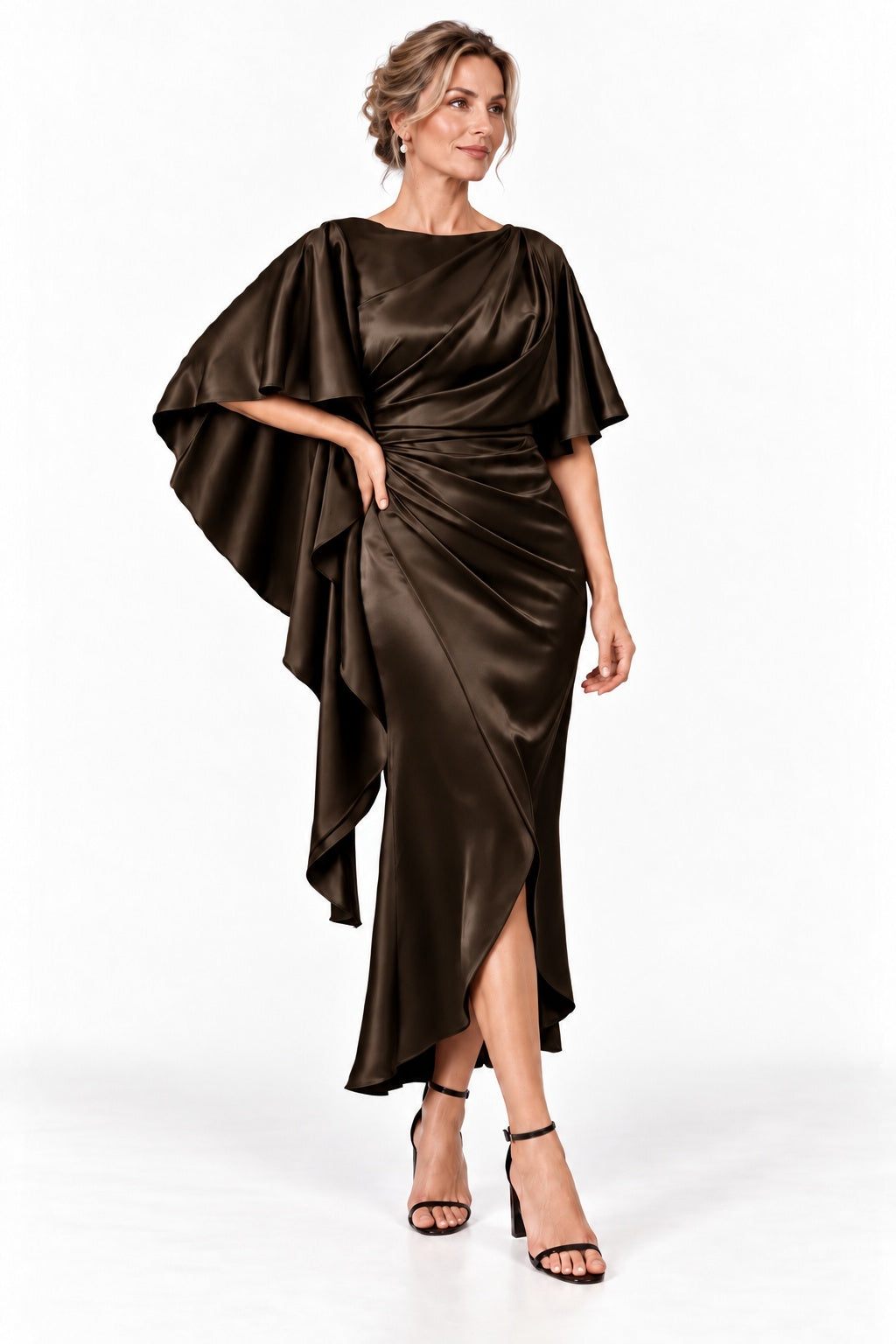 Sheath-Column High-Low Stretch Satin Mother of the Bride Dress CM0522