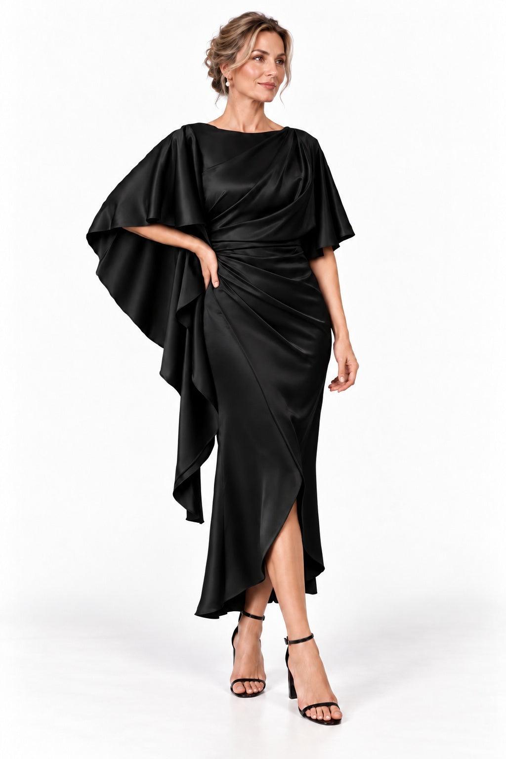 Sheath-Column High-Low Stretch Satin Mother of the Bride Dress CM0522