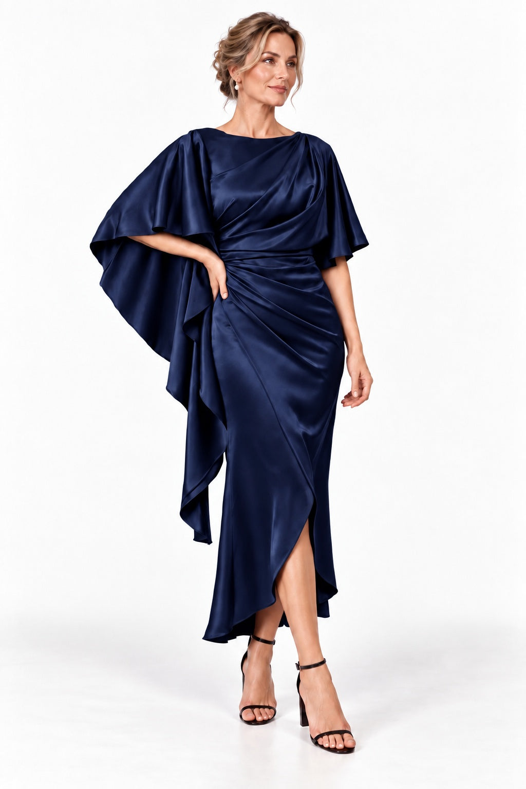Sheath-Column High-Low Stretch Satin Mother of the Bride Dress CM0522