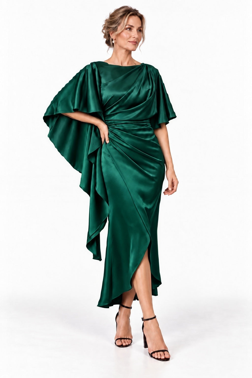 Sheath-Column High-Low Stretch Satin Mother of the Bride Dress CM0522