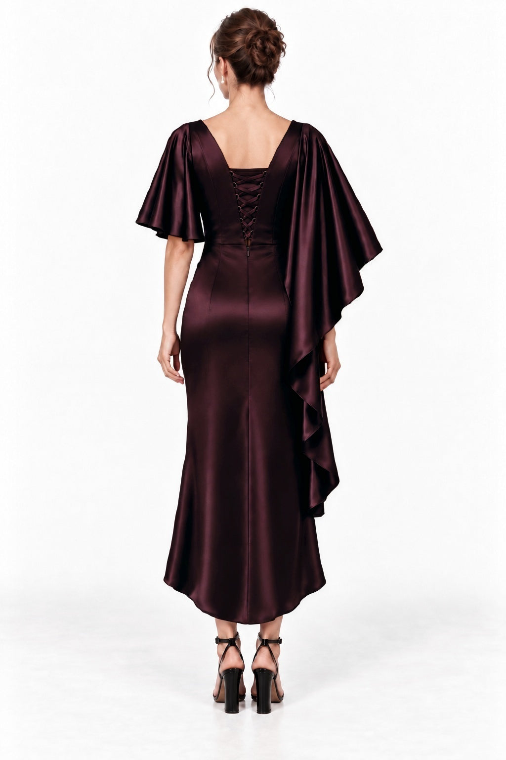 Sheath-Column High-Low Stretch Satin Mother of the Bride Dress CM0522