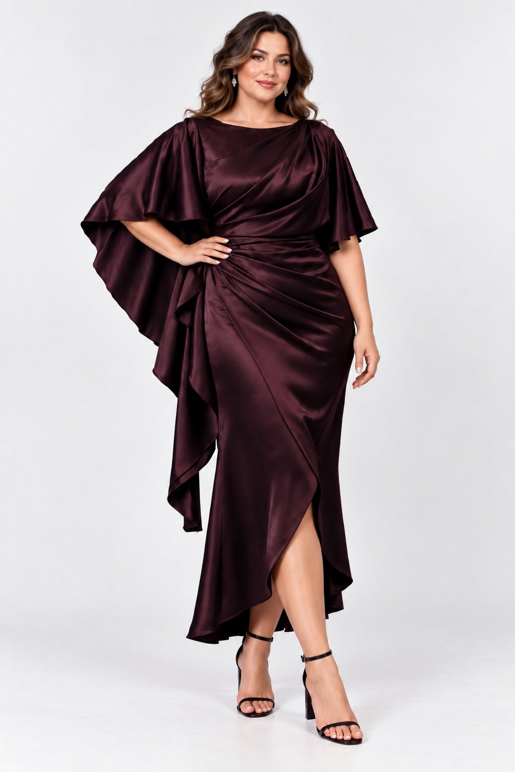 Sheath-Column High-Low Stretch Satin Mother of the Bride Dress CM0522