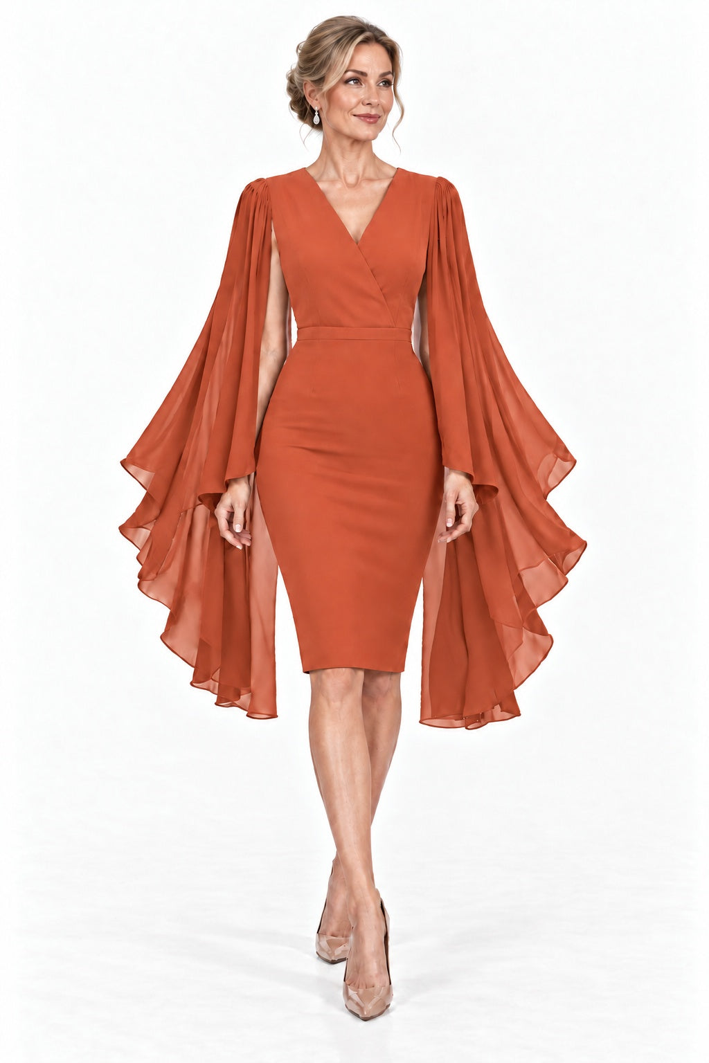 Sheath-Column Knee Length Elastic Cloth Mother of the Bride Dress CM0524