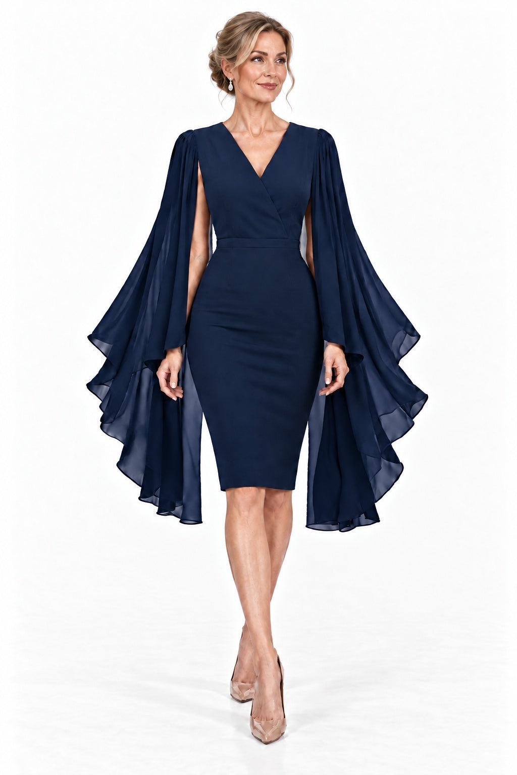 Sheath-Column Knee Length Elastic Cloth Mother of the Bride Dress CM0524