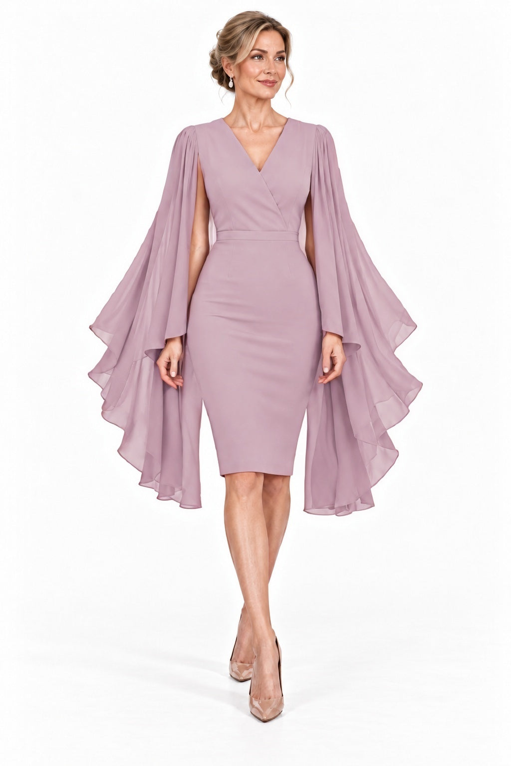 Sheath-Column Knee Length Elastic Cloth Mother of the Bride Dress CM0524