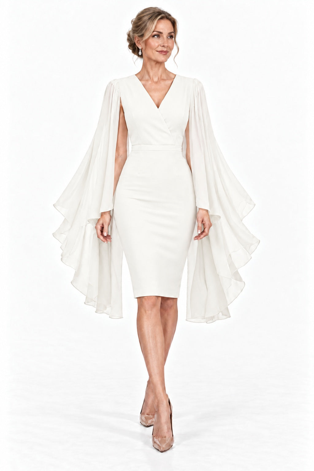 Sheath-Column Knee Length Elastic Cloth Mother of the Bride Dress CM0524