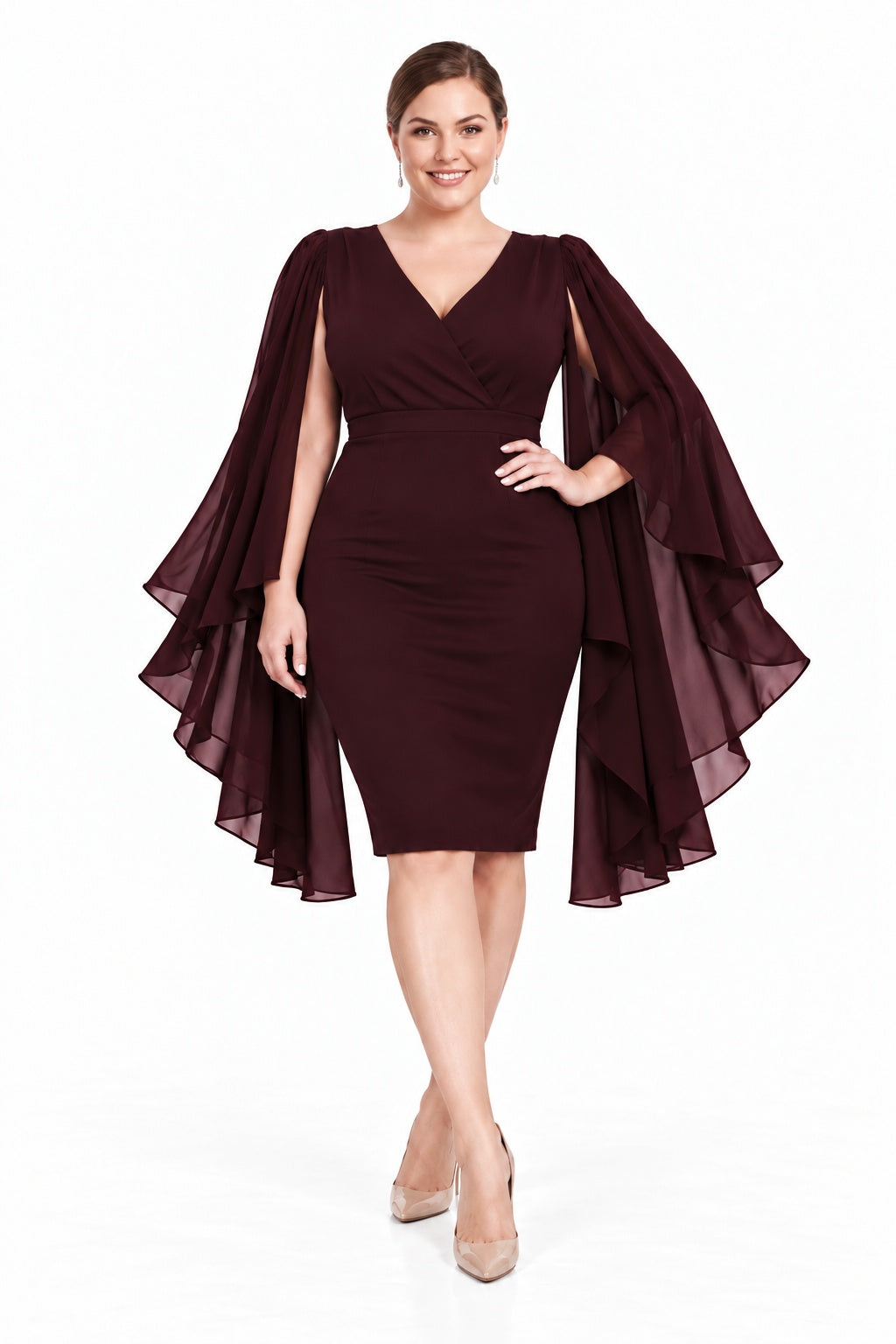 Sheath-Column Knee Length Elastic Cloth Mother of the Bride Dress CM0524