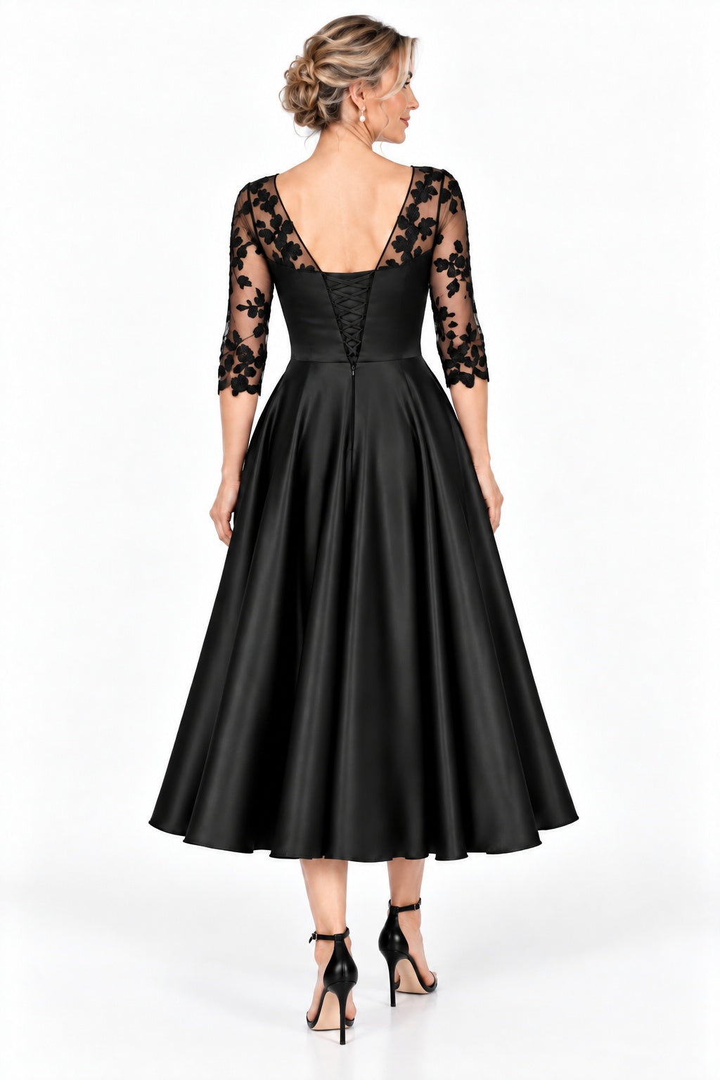 A-Line Tea Length Satin Mother of the Bride Dress CM0526