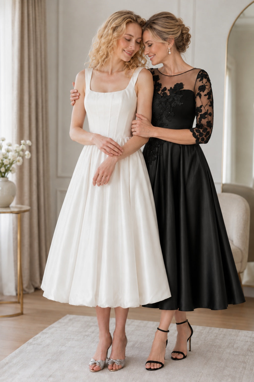 A-Line Tea Length Satin Mother of the Bride Dress CM0526