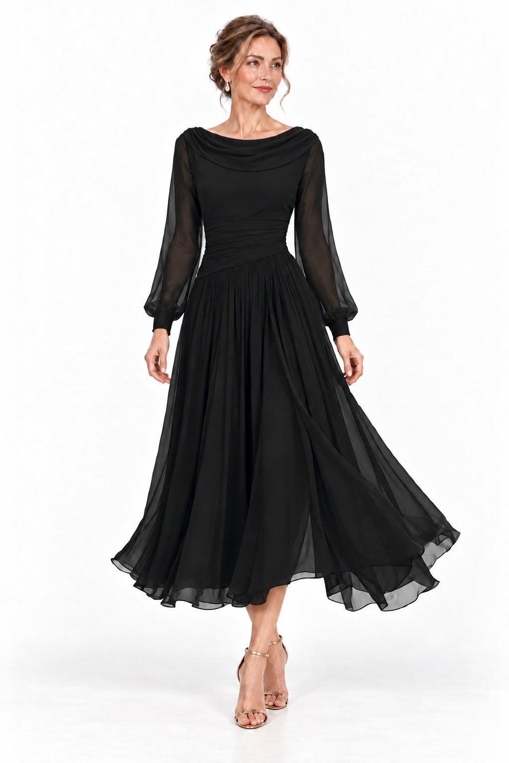 A-Line Tea Length Chiffon Mother of the Bride Dress CM0527