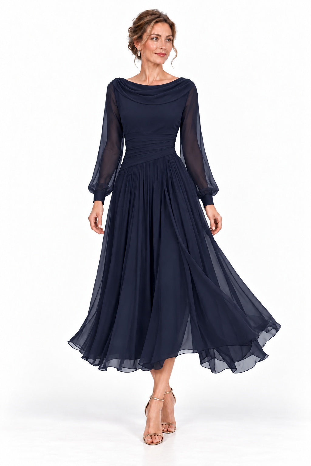 A-Line Tea Length Chiffon Mother of the Bride Dress CM0527