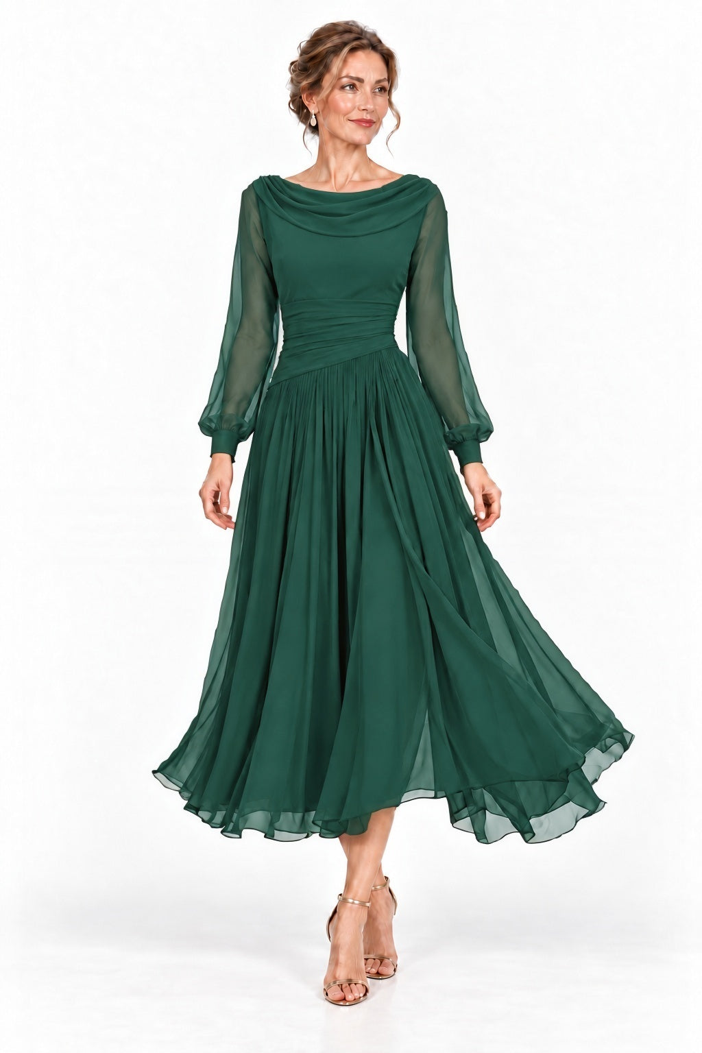 A-Line Tea Length Chiffon Mother of the Bride Dress CM0527