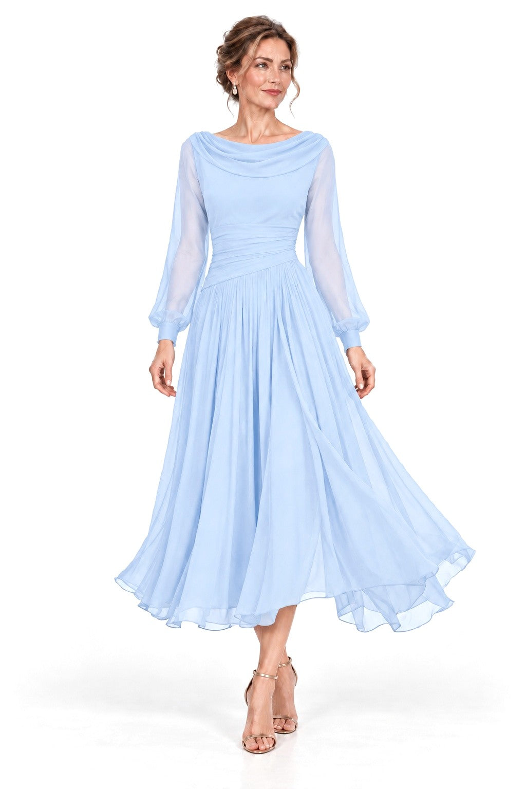 A-Line Tea Length Chiffon Mother of the Bride Dress CM0527
