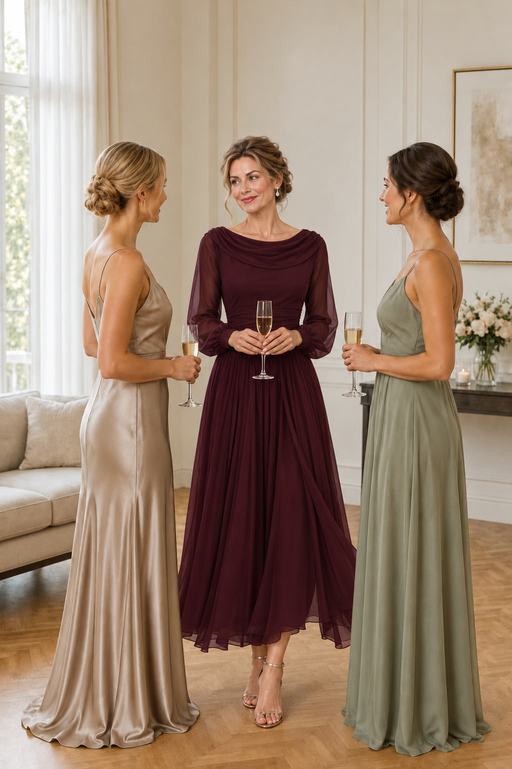 A-Line Tea Length Chiffon Mother of the Bride Dress CM0527