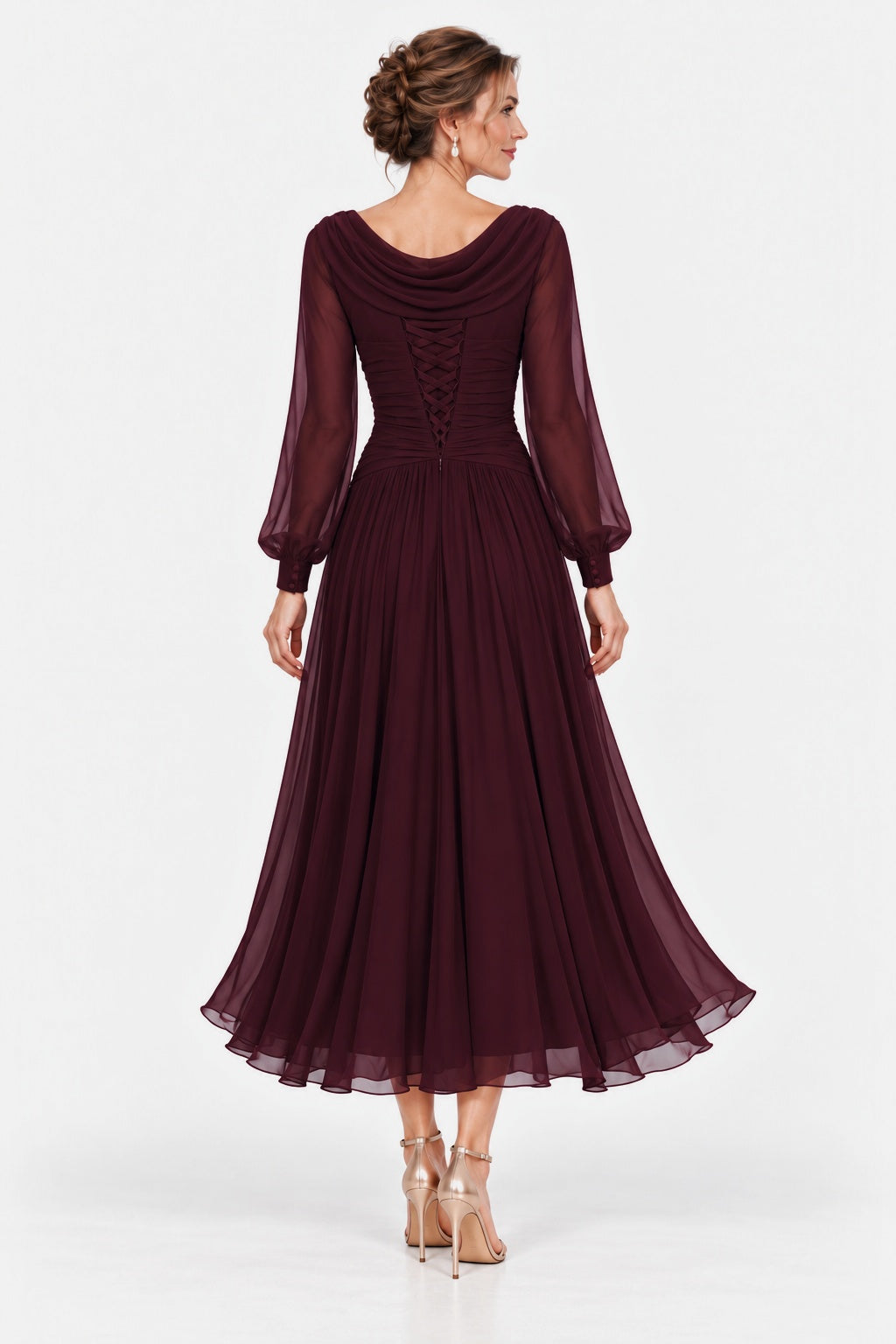 A-Line Tea Length Chiffon Mother of the Bride Dress CM0527