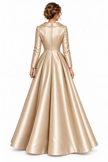 A-Line Floor Length Satin Mother of the Bride Dress CM0531 - Dark Champagne - COCOMELODY