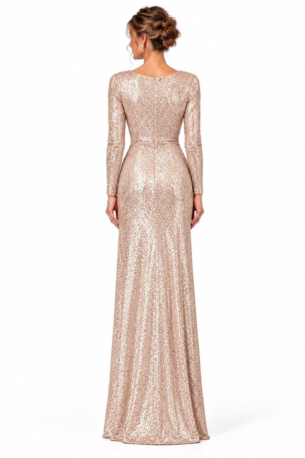 Sheath-Column Floor Length Sequin Mother of the Bride Dress CM0534 - Dark Champagne - COCOMELODY