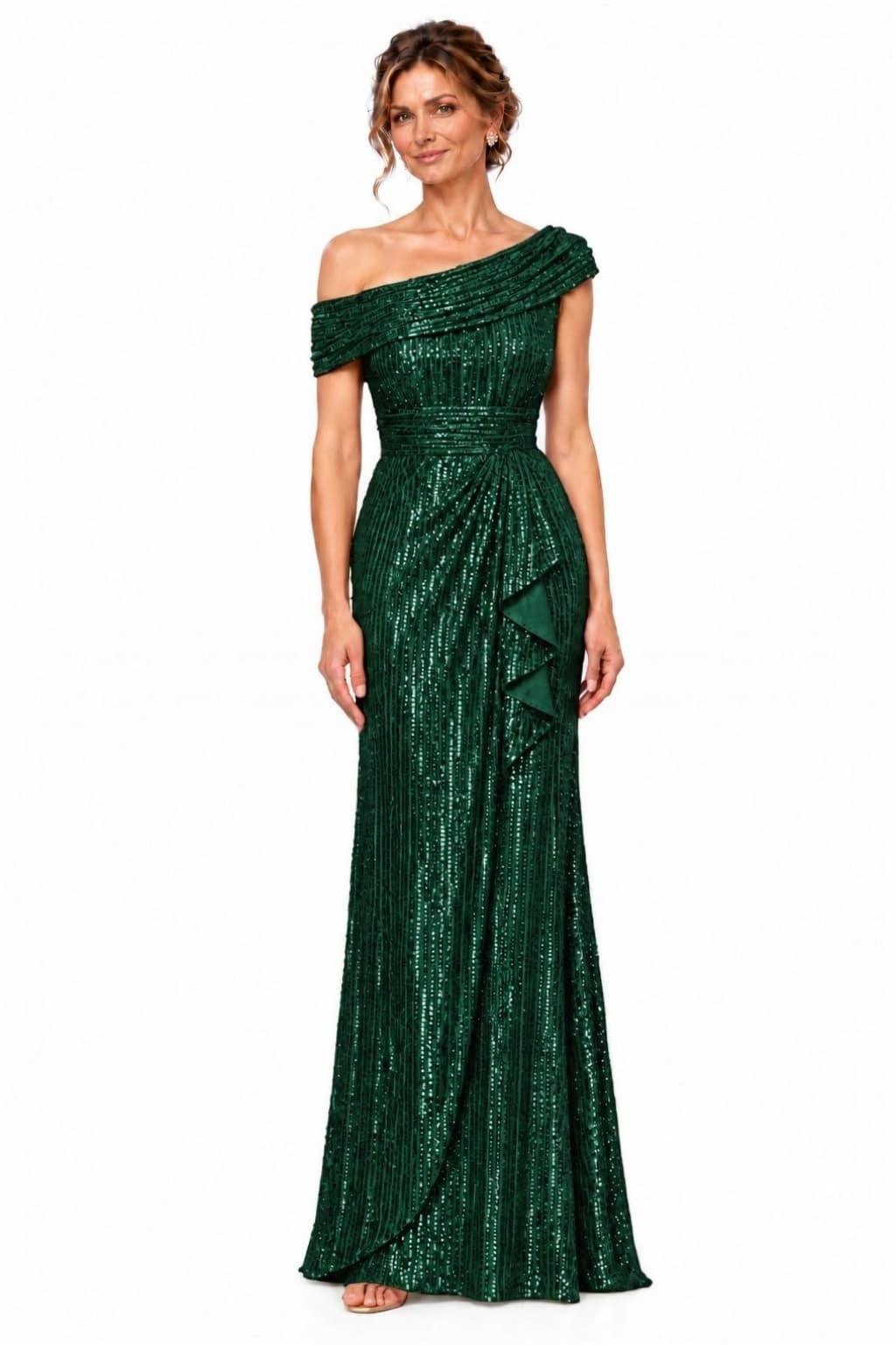 Sheath-Column Floor Length Sequin Mother of the Bride Dress CM0538 - Hunter Green - COCOMELODY