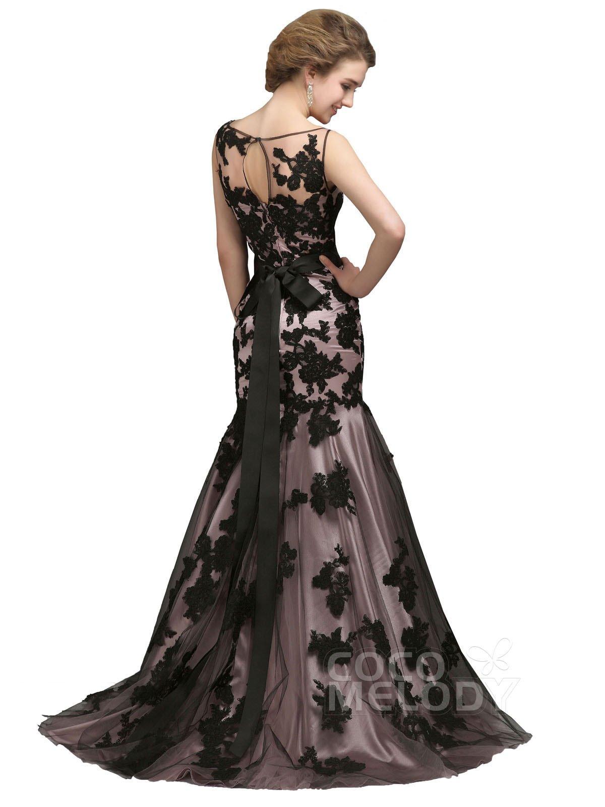 Trumpet Sweep Train Lace Mother of the Bride Dress COKT13001CR - COCOMELODY