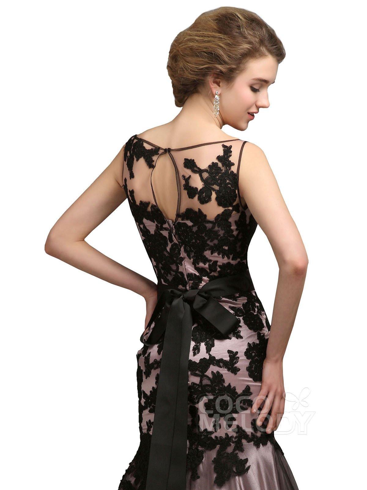 Trumpet Sweep Train Lace Mother of the Bride Dress COKT13001CR - COCOMELODY