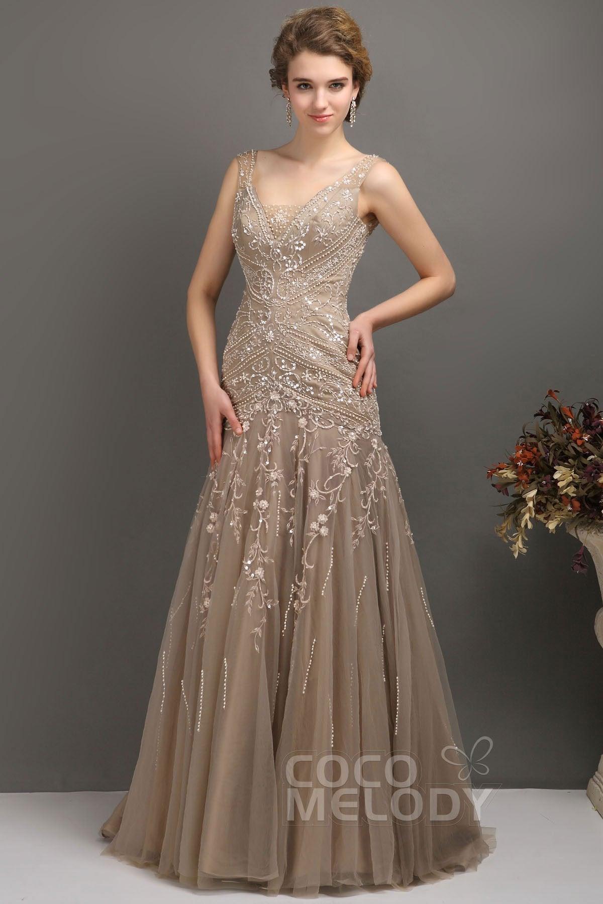 Trumpet-Mermaid Tulle Mother Of The Bride Dress COLT1300FCR - COCOMELODY