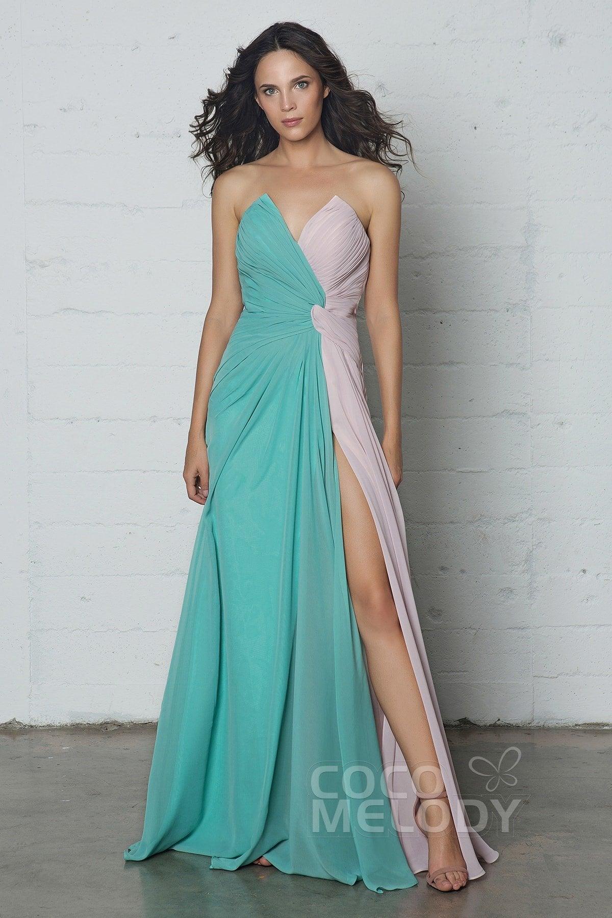 Sheath-Column Floor Length Chiffon Dress COZF17003 - COCOMELODY