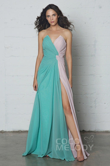 Sheath-Column Floor Length Chiffon Dress COZF17003 - COCOMELODY