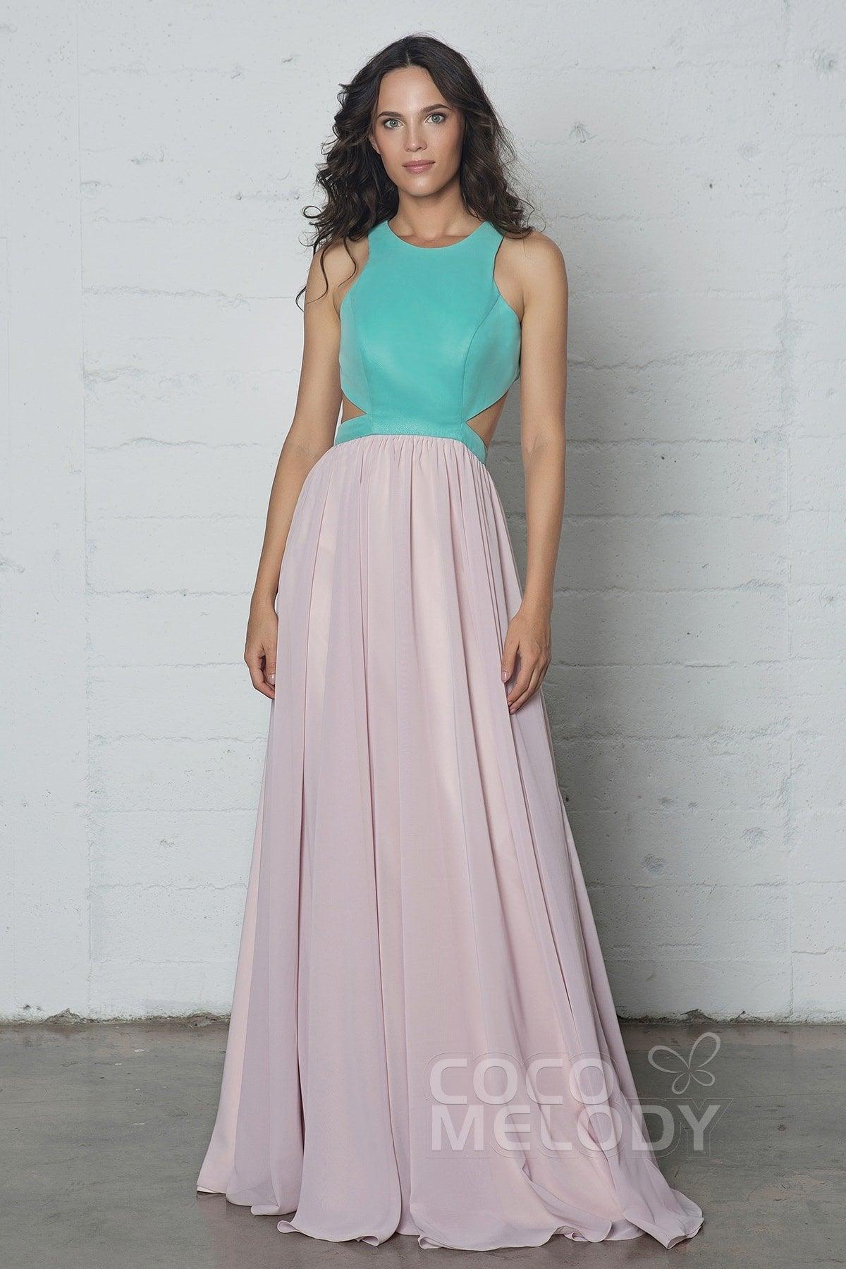 Sheath-Column Floor Length Chiffon Dress COZF17004 - COCOMELODY