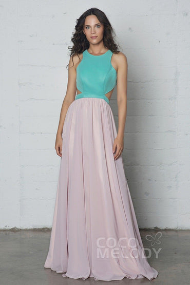 Sheath-Column Floor Length Chiffon Dress COZF17004 - COCOMELODY