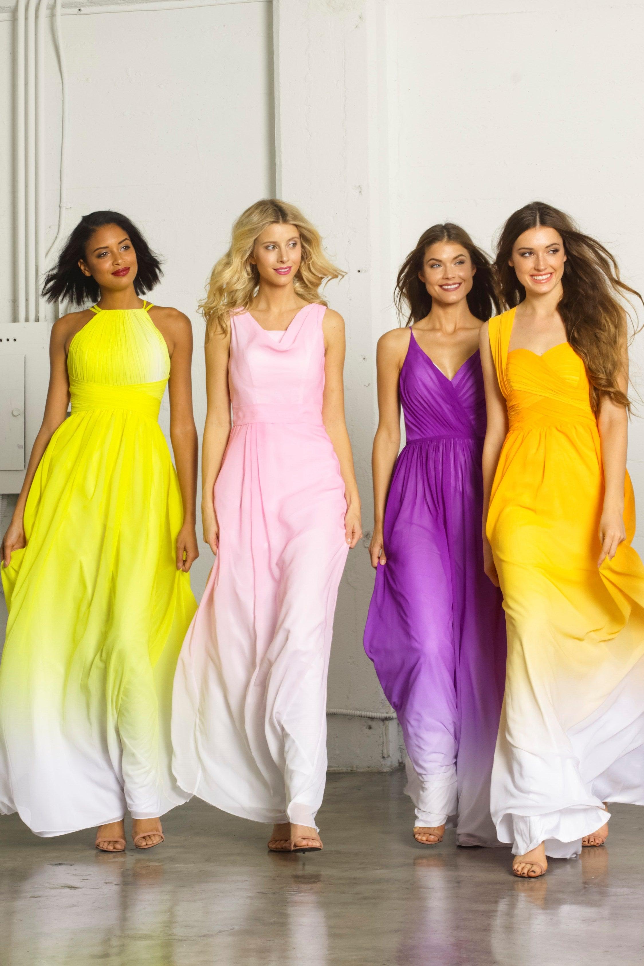 Sheath-Column Floor Length Chiffon Ombre Dress COZF17013 - COCOMELODY