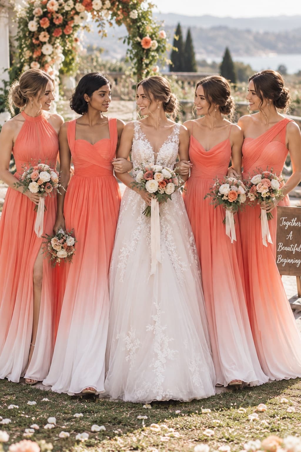 Sheath-Column Floor Length Chiffon Ombre Dress COZF17011 - Fiery Red - COCOMELODY