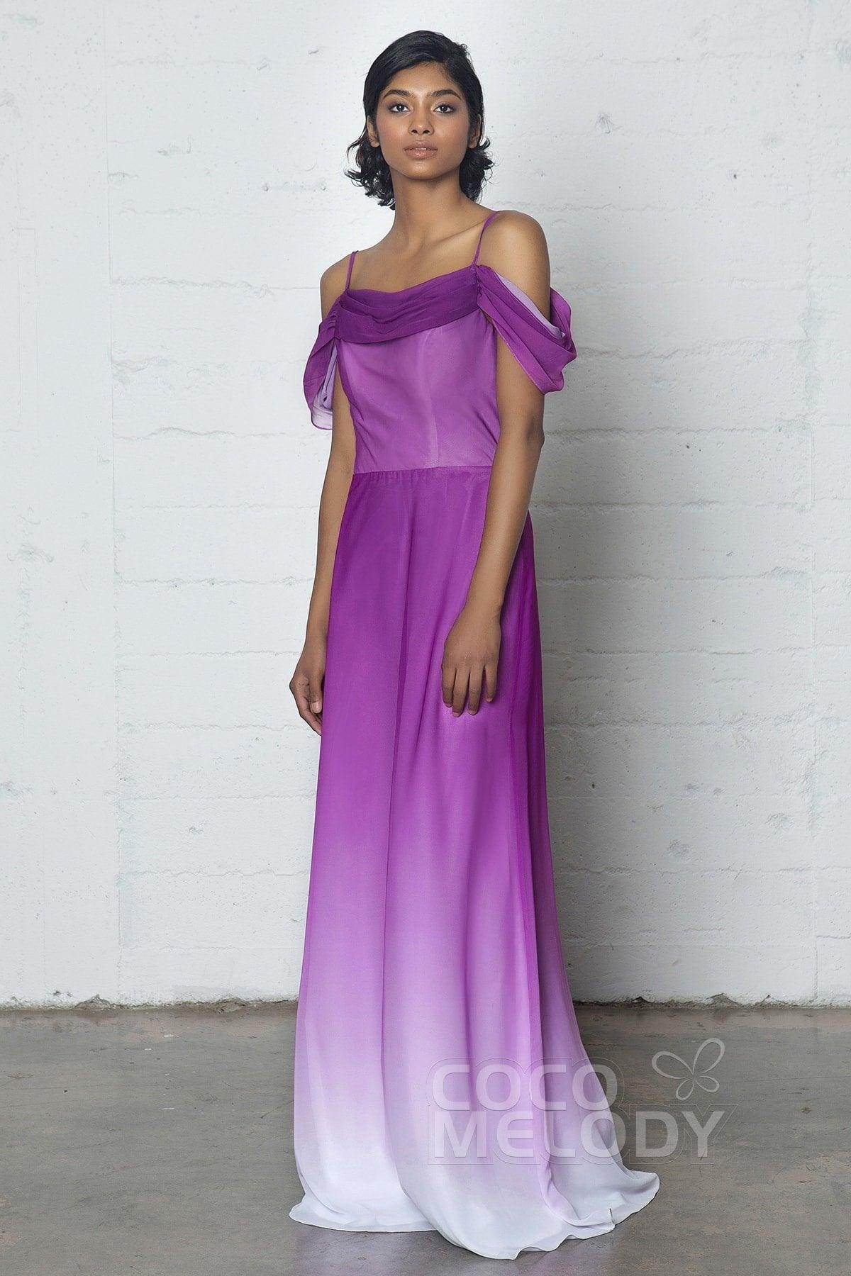 Sheath-Column Floor Length Ombre Chiffon Bridesmaid Dress COCOMELODY COZF17012, Black Sheath-Column Floor Length Ombre Chiffon Bridesmaid Dress COCOMELODY COZF17012, Black