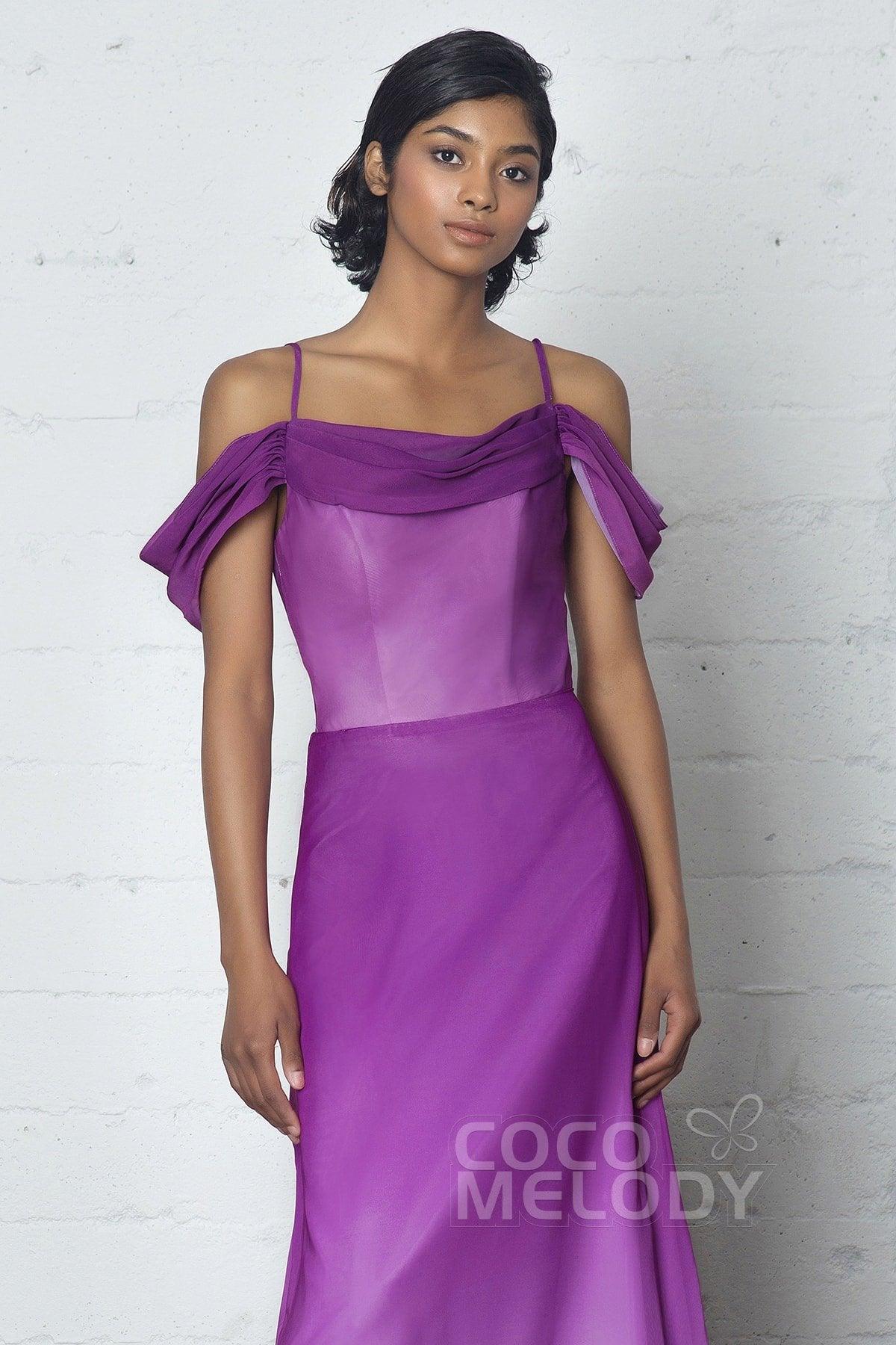 Sheath-Column Floor Length Chiffon Ombre Dress COZF17012 - COCOMELODY